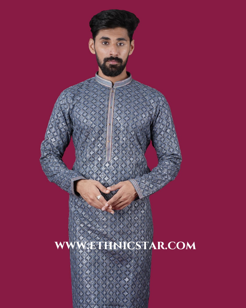 Readymade Blue Sequins Work Kurta Pajama